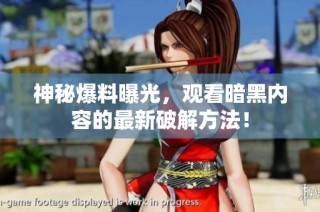 神秘爆料曝光，观看暗黑内容的最新破解方法！