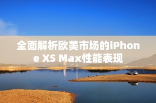 全面解析欧美市场的iPhone XS Max性能表现