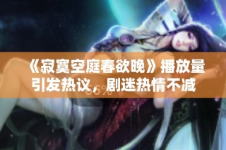 《寂寞空庭春欲晚》播放量引发热议，剧迷热情不减