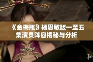 《金梅瓶》杨思敏版一至五集演员阵容揭秘与分析