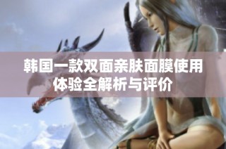 韩国一款双面亲肤面膜使用体验全解析与评价