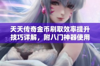天天传奇金币刷取效率提升技巧详解，附八门神器使用教程