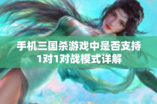 手机三国杀游戏中是否支持1对1对战模式详解