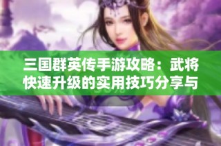 三国群英传手游攻略：武将快速升级的实用技巧分享与全面解析