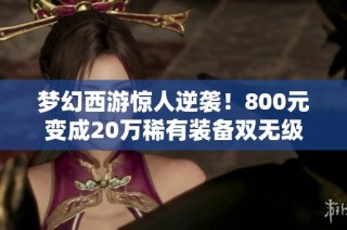 梦幻西游惊人逆袭！800元变成20万稀有装备双无级别鞋子频繁掉落