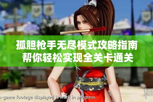 孤胆枪手无尽模式攻略指南 帮你轻松实现全关卡通关技巧
