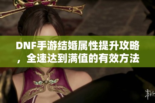 DNF手游结婚属性提升攻略，全速达到满值的有效方法解析