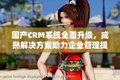 国产CRM系统全面升级，成熟解决方案助力企业管理提升