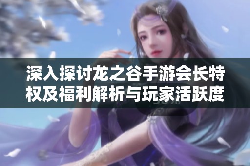 深入探讨龙之谷手游会长特权及福利解析与玩家活跃度分析