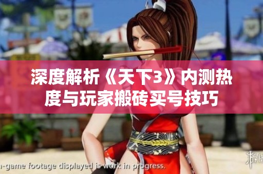深度解析《天下3》内测热度与玩家搬砖买号技巧