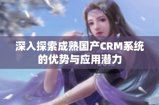 深入探索成熟国产CRM系统的优势与应用潜力