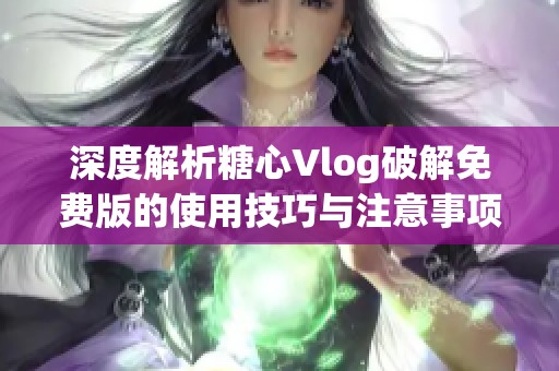 深度解析糖心Vlog破解免费版的使用技巧与注意事项