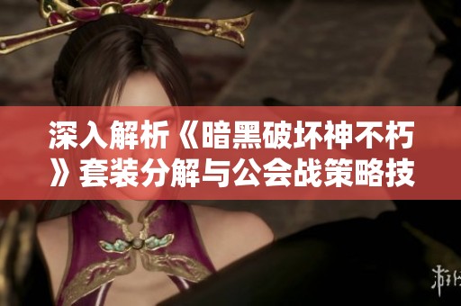 深入解析《暗黑破坏神不朽》套装分解与公会战策略技巧