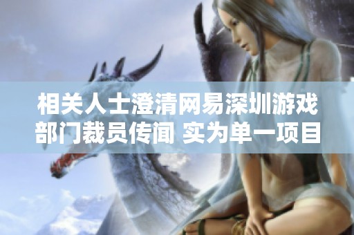 相关人士澄清网易深圳游戏部门裁员传闻 实为单一项目调整