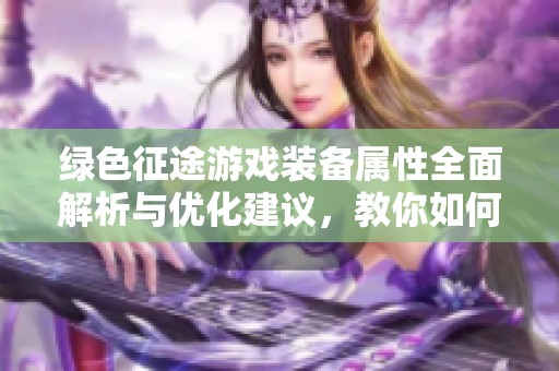 绿色征途游戏装备属性全面解析与优化建议，教你如何选择最佳装备