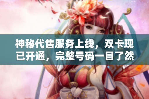 神秘代售服务上线，双卡现已开通，完整号码一目了然