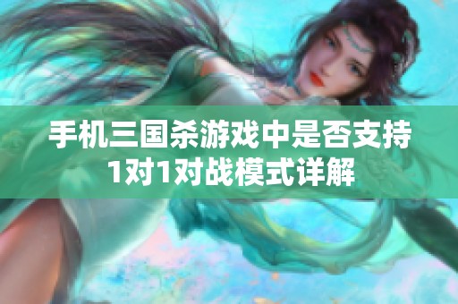 手机三国杀游戏中是否支持1对1对战模式详解