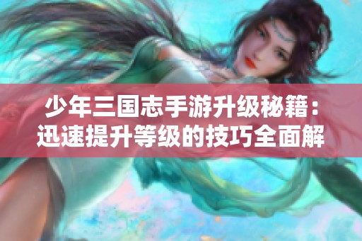 少年三国志手游升级秘籍：迅速提升等级的技巧全面解析