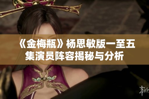 《金梅瓶》杨思敏版一至五集演员阵容揭秘与分析